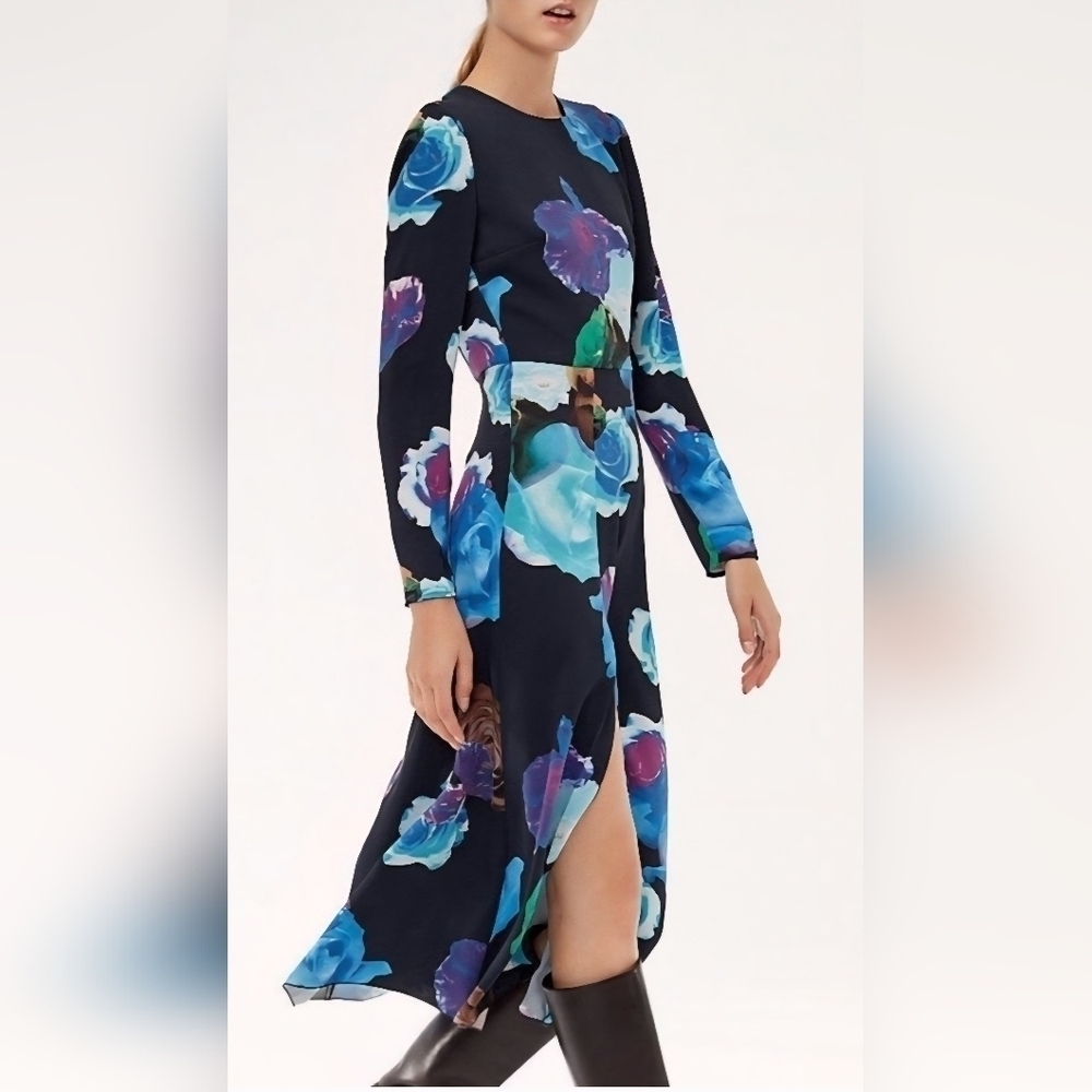 Babaton Floral Open Back Midi Dress Long Sleeve Size 0 - Picture 2 of 16